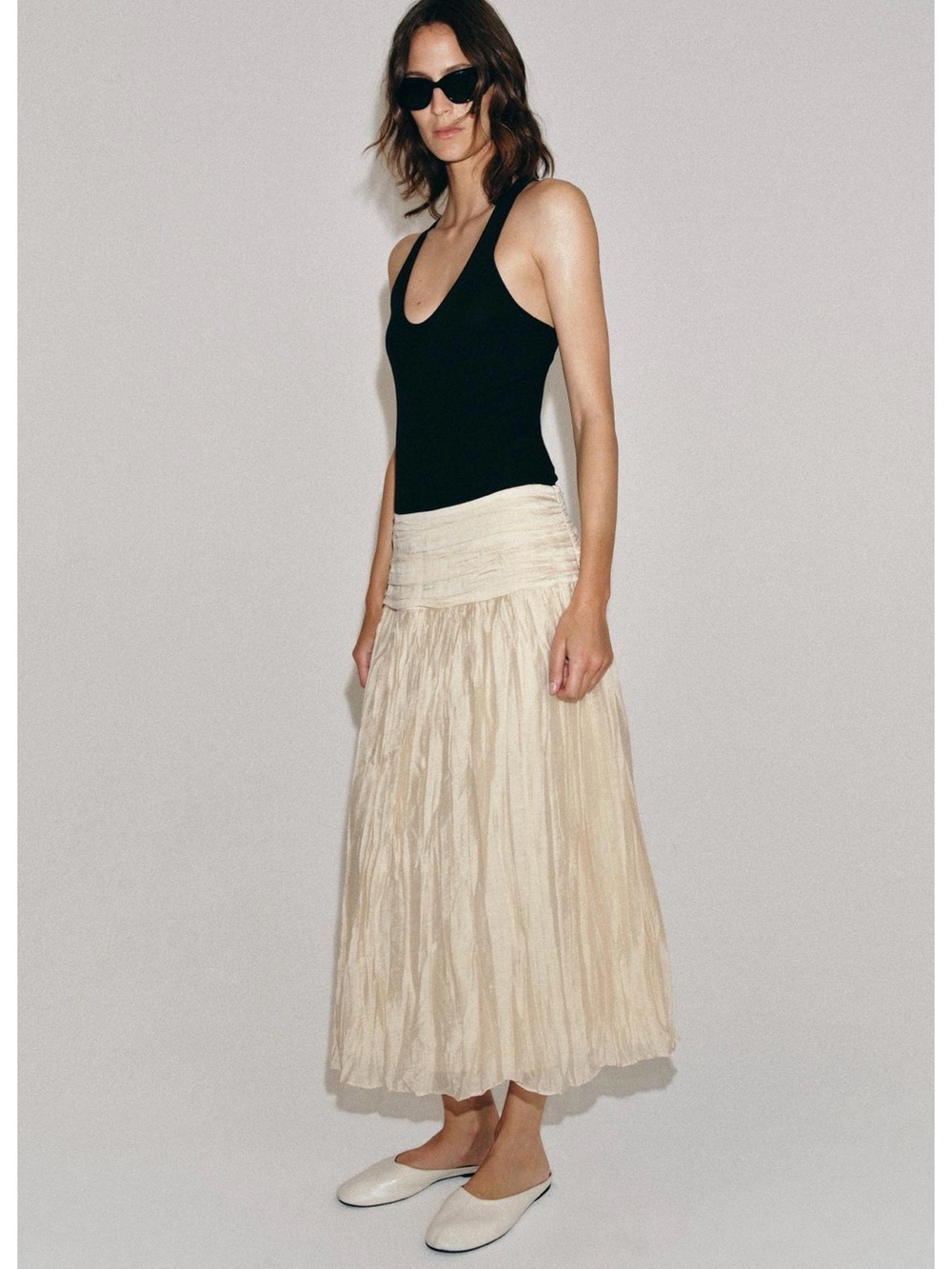Zara ZW Collection Draped Midi Lyocell Skirt